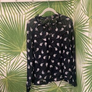 Rag & Bone black floral blouse